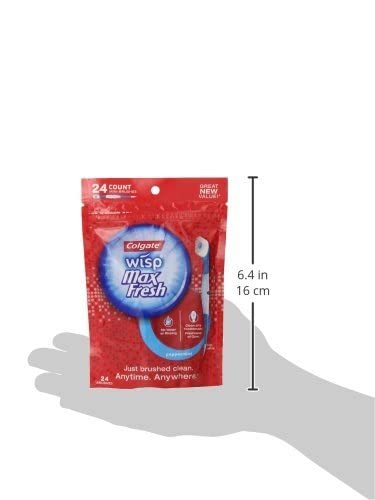 Colgate Wisp Max Fresh Menthe poivrée : Lot de 24 mini brosses à dents portatives jetables, Alimentées par piles, Blanc et Menthe verte