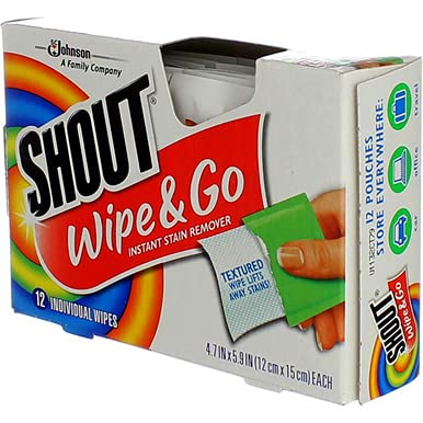 Shout Wipe & Go Lingettes instantanée Détachant 12 ch (pack de 2)