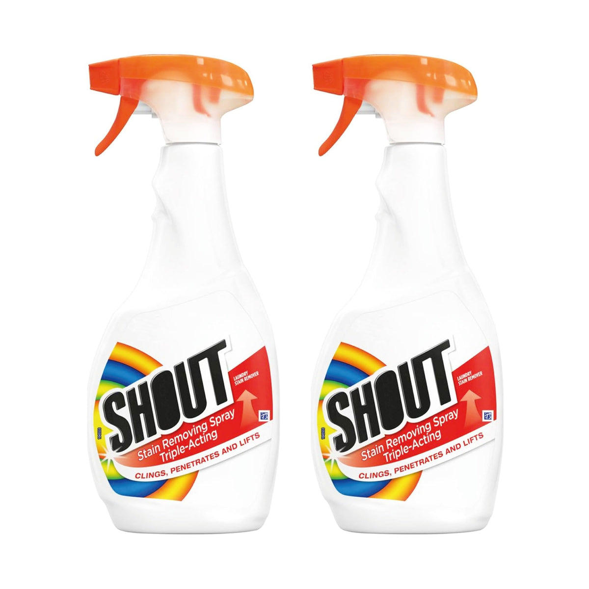 Shout Lot de 2 sprays détachants 500 ml | Détachant à lessive | Détachant triple action | Élimine les taches tenaces | Action biologique sur les taches