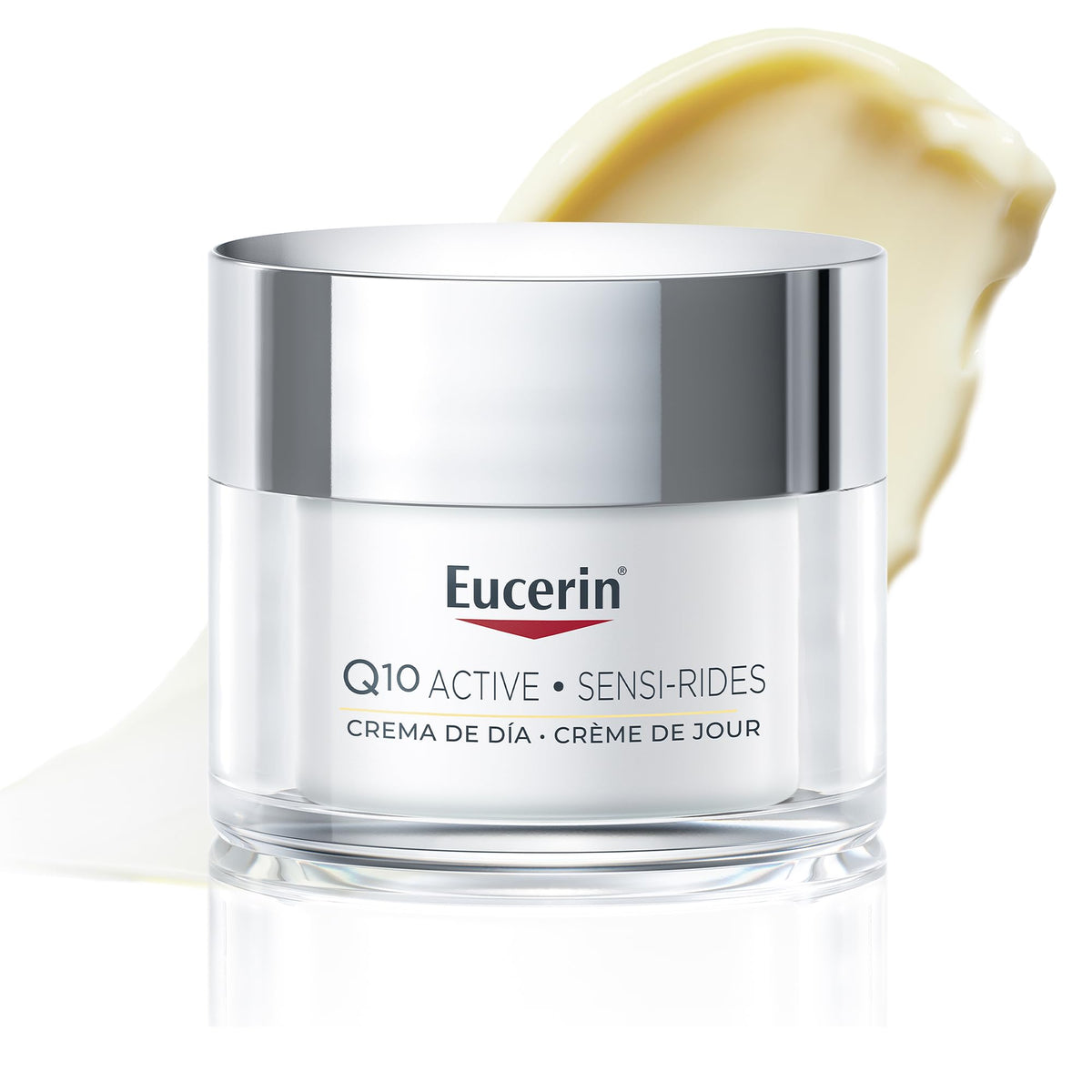 Eucerin Sensi-Rides Crème de Jour Anti-Rides Peau Sensible 50ml, Soin de jour hydratant, Crème visage anti-âge revitalisante et raffermissante, enrichie en coenzyme Q10, vitamine C et E et Biotine