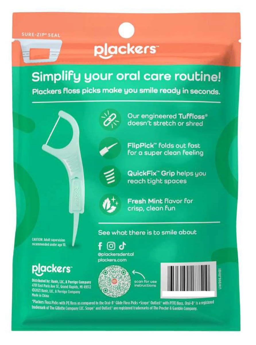 Plackers Lot de 3 flossers dentaires Micro menthe 90 pièces