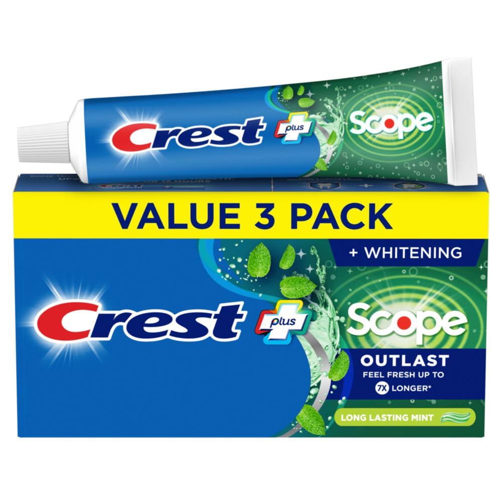 Crest Plus Scope Outlast Complete Whitening Toothpaste, Mint, 5.4 Ounce, 3 Count