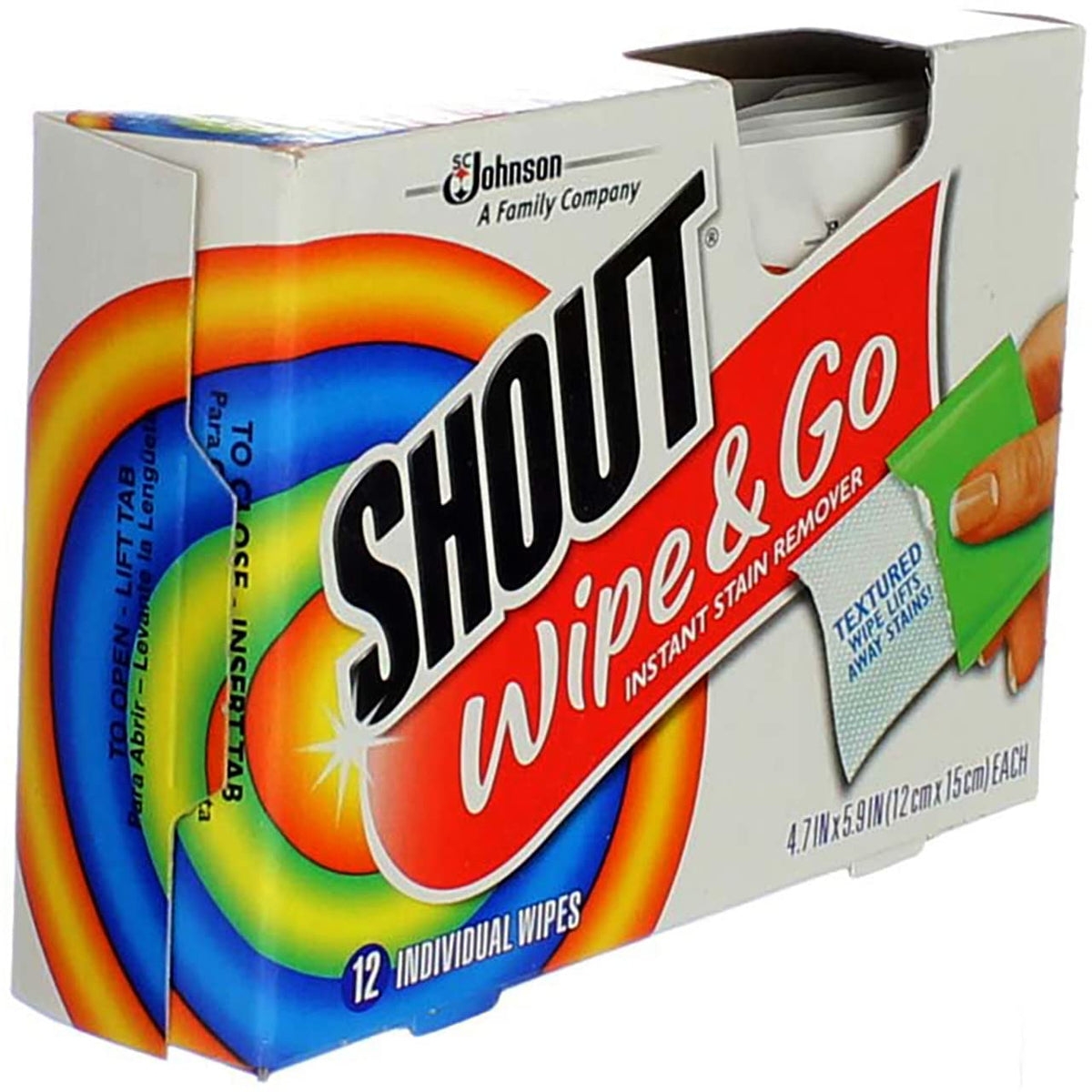 Shout Wipe & Go Lingettes instantanée Détachant 12 ch (pack de 2)