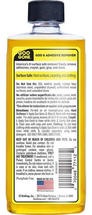 Goo Gone Original – 237 ml – Dissolvant adhésif sans danger pour la surface supprime en toute sécurité les autocollants étiquettes décalcomanies résidus ruban de gomme à mâcher graisse goudron – Lot