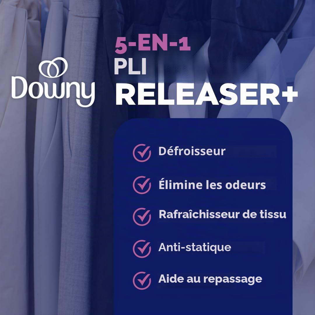 Downy Lot de 2 sprays anti-rides Plus - Parfum frais et léger - 180 ml - Désodorisant textile, désodorisant, antistatique et aide au fer
