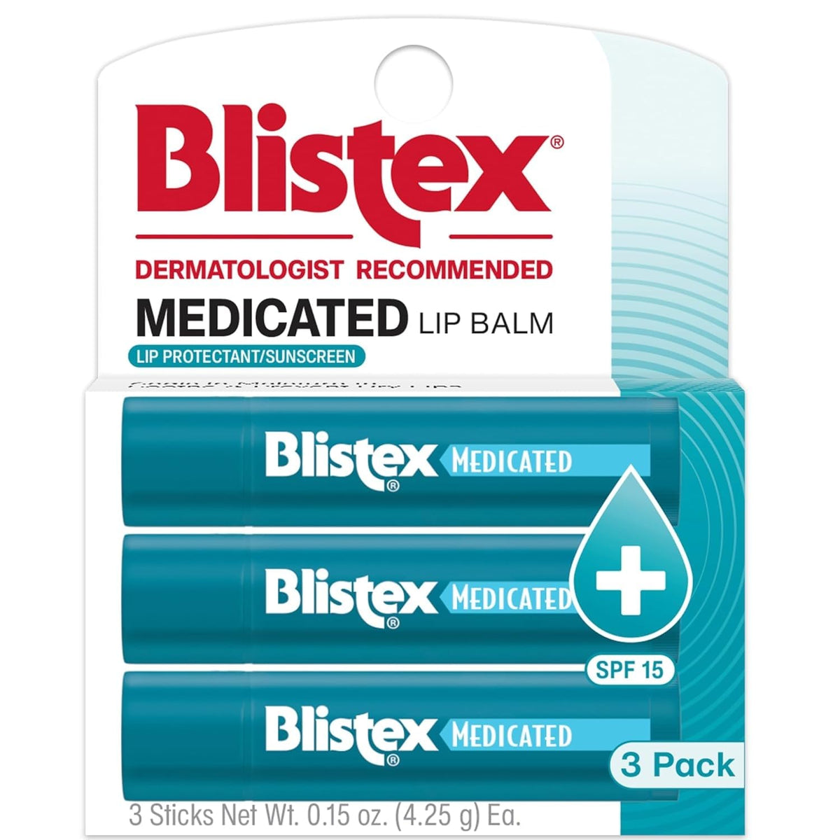 Blistex - Medicated Lip Balm - Baume pour les Lèvres - Ecran Total - SPF 15 - Pack de 3 - .15 oz (4.25 g)