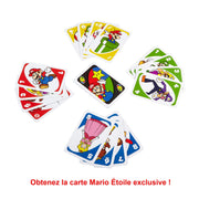 Mattel Games UNO® Super Mario Jeu de Cartes à l’effigie des Personnages du célèbre Jeu vidéo, Paquet de 112 Cartes illustrées, Cadeau pour collectionneurs et Enfants à partir de 7 Ans, DRD00