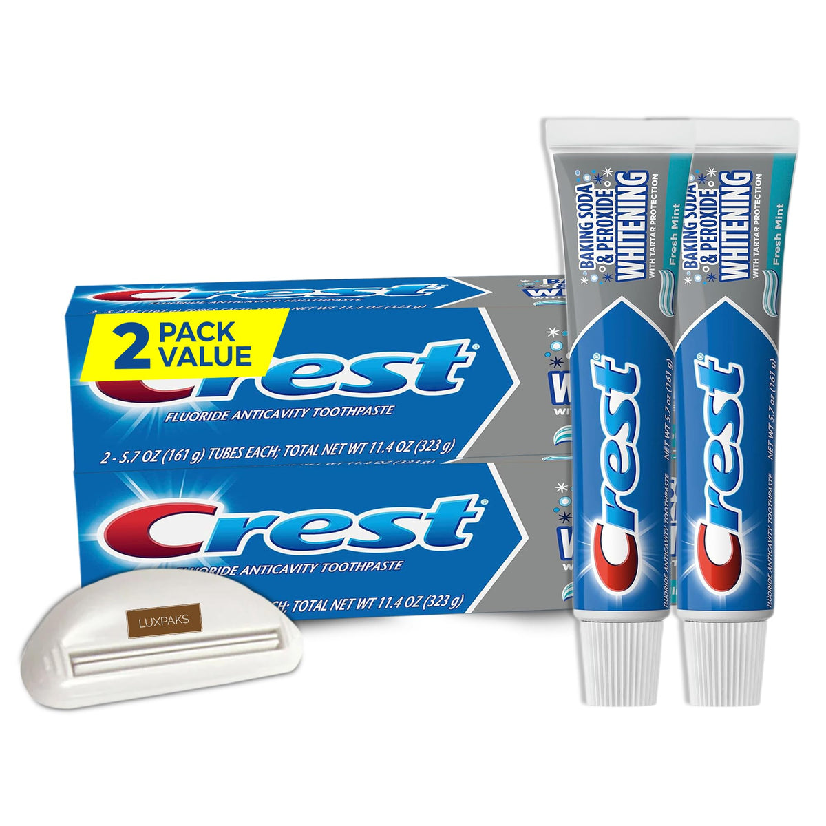 Dental Care Set: CRST Cavity Protection 2-Pack + LUXPAKS Squeezer