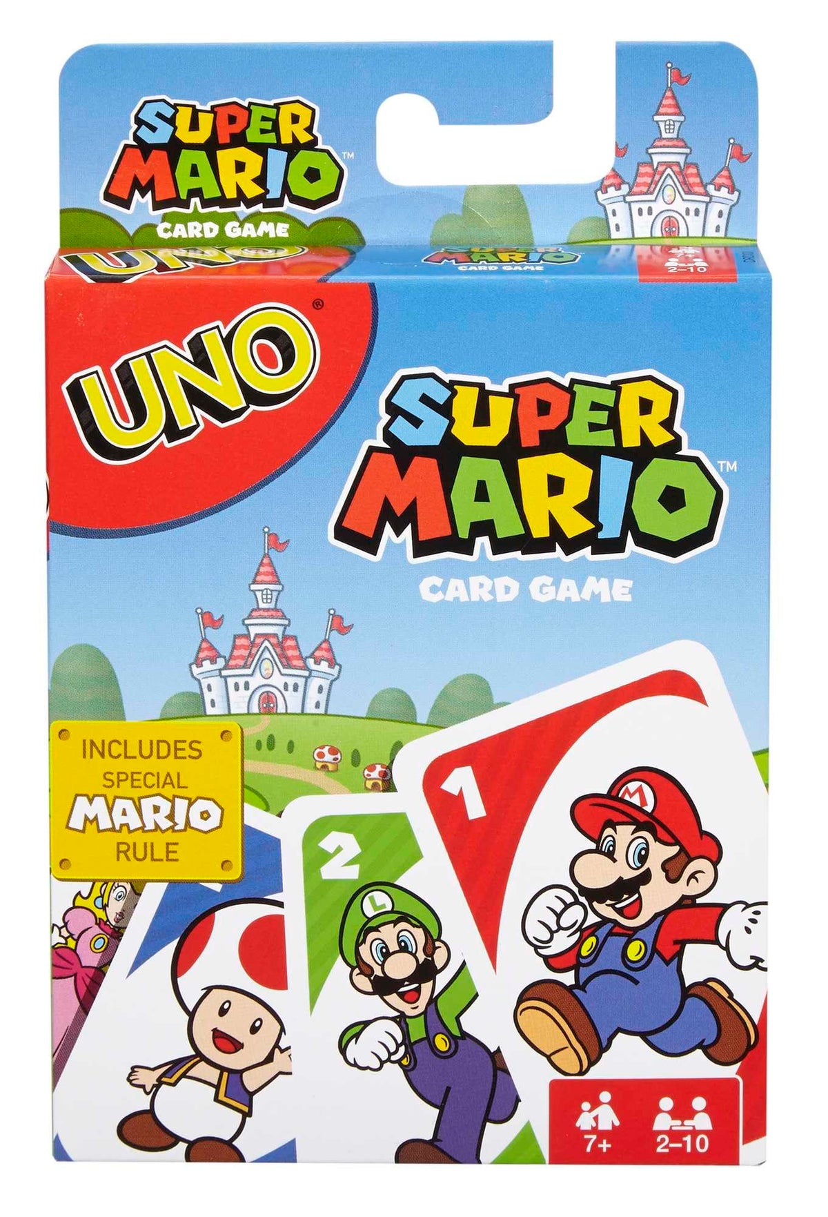 Mattel Games UNO® Super Mario Jeu de Cartes à l’effigie des Personnages du célèbre Jeu vidéo, Paquet de 112 Cartes illustrées, Cadeau pour collectionneurs et Enfants à partir de 7 Ans, DRD00