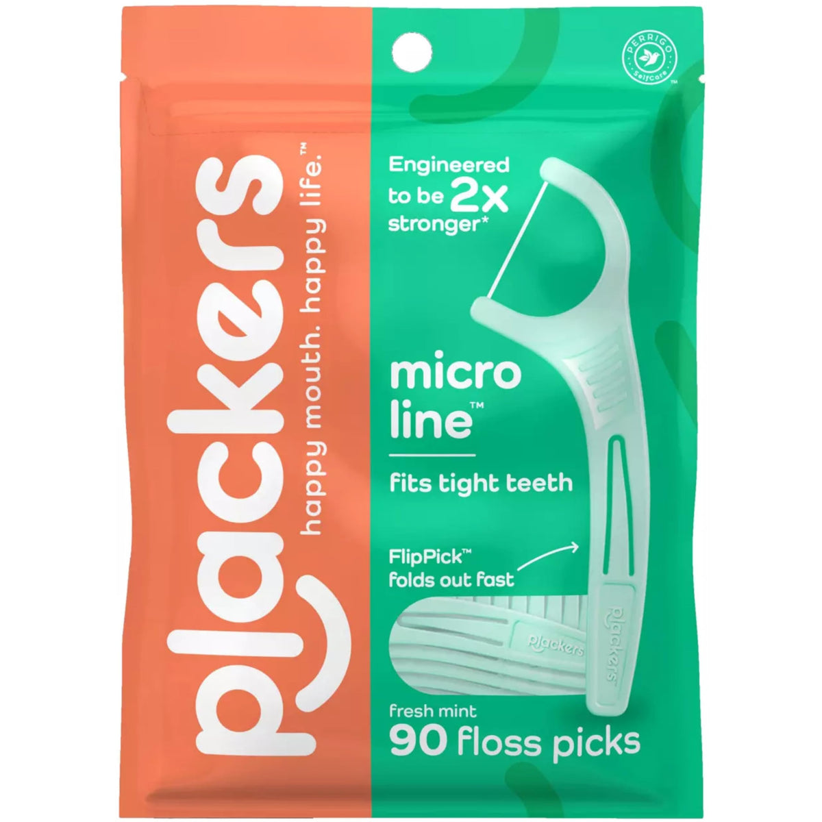 PLACKERS - 8104199 - Porte-Fil Dentaire Mentholé Micro Mint Sachet de 90 Unités