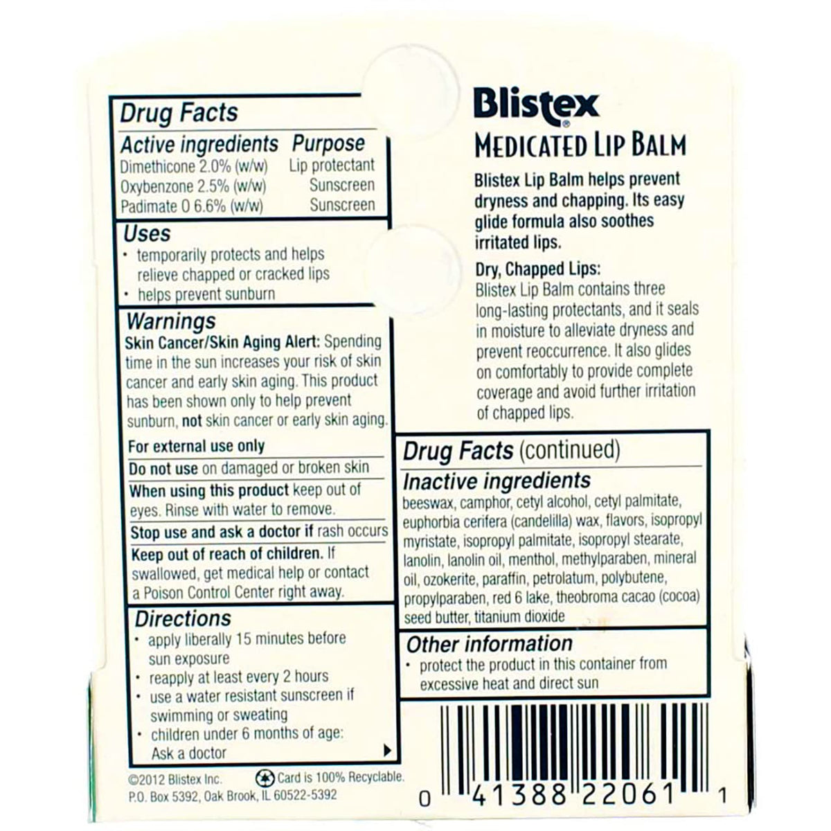 Blistex Medicated Lip Balm, SPF 15, .15-Ounce Tubes (5 Pack) by Blistex