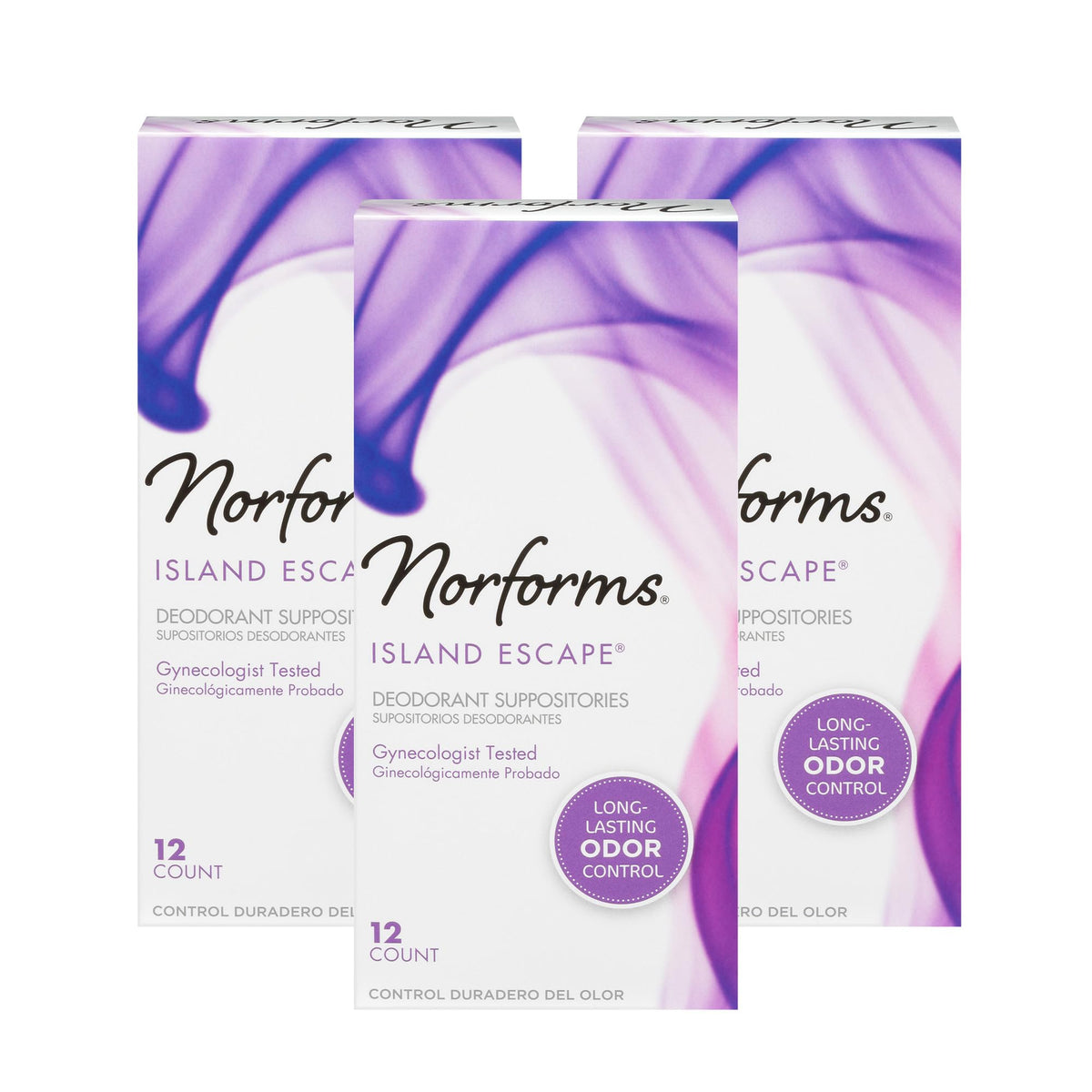 Norforms Deodorant Suppositories, Island Escape, 12 Count (Pack of 3)