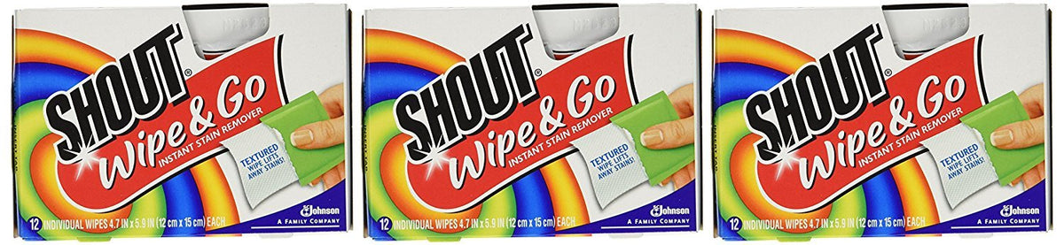 Shout Stain Remover Wipes-12 ct. (Pack of 3) by shout
