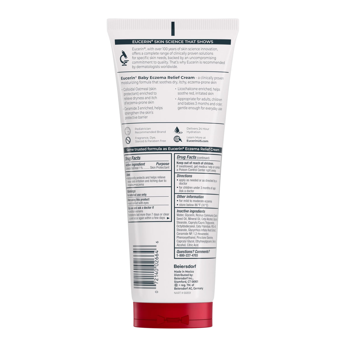 Eucerin Baby Eczema Relief Body Cream - Steroid & Fragrance Free for 3+ Months Of Age - 8 Oz. Tube