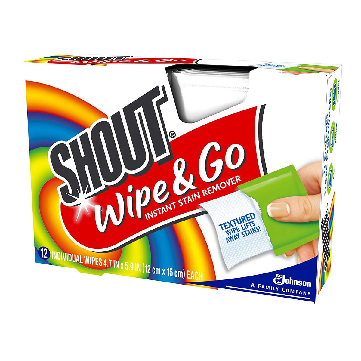 Shout Wipe and Go Lot de 12 lingettes Anti-Taches