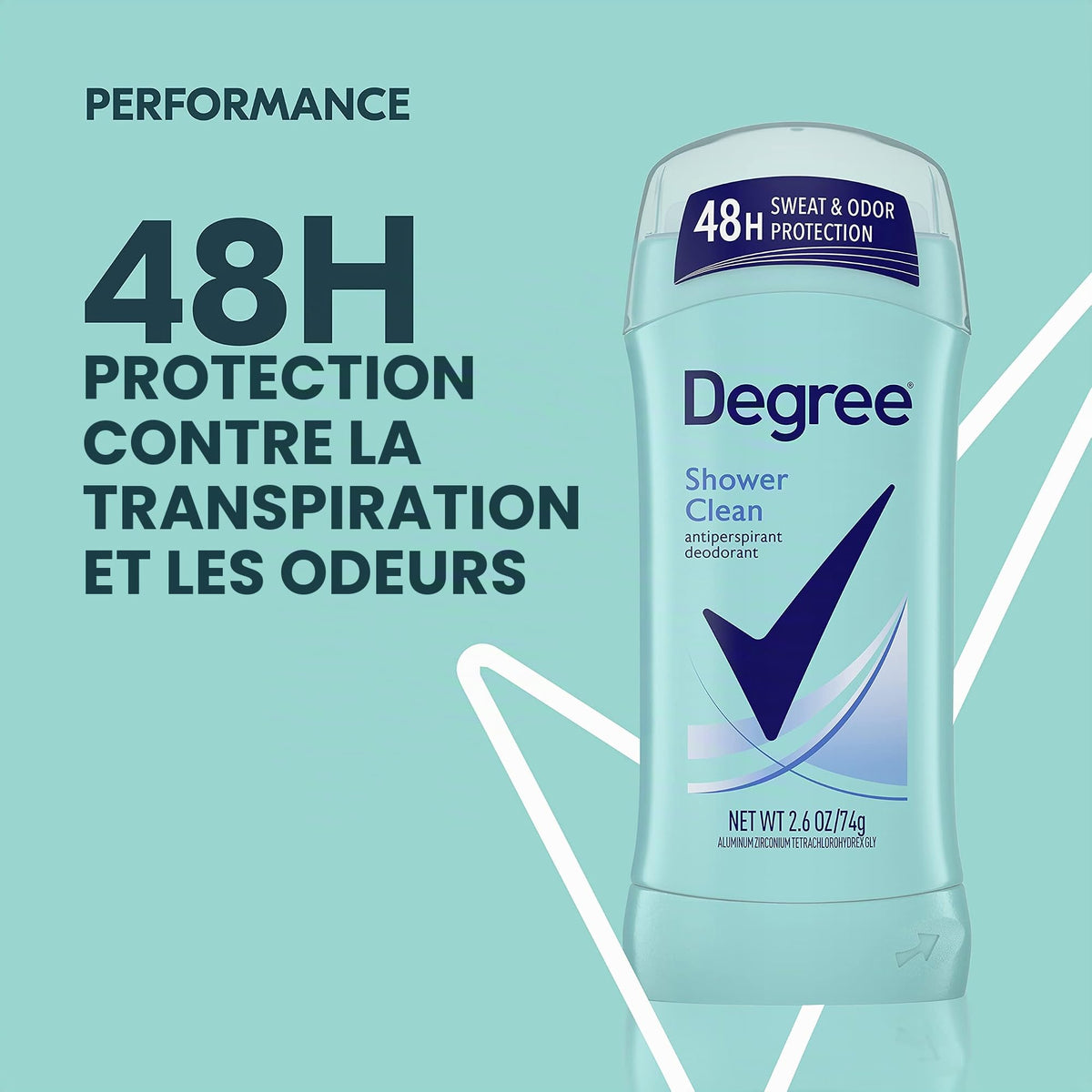 Degree Women Antiperspirant Deodorant Stick, Shower Clean 2.6 oz