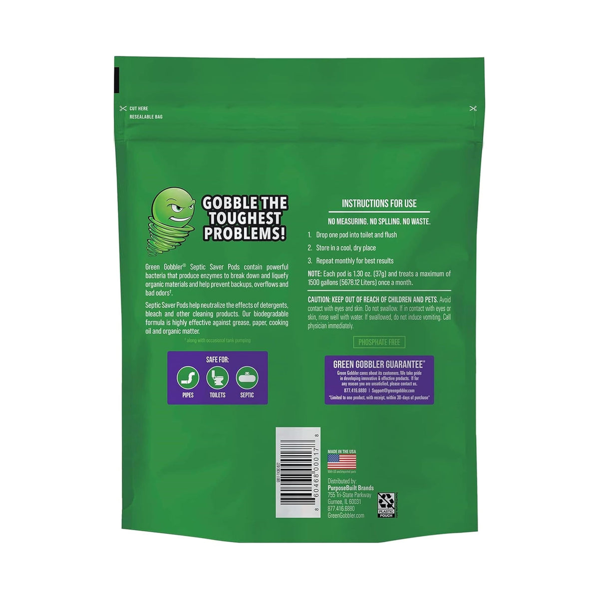 Green Gobbler Septic Saver Pods, 6 Capsules (222g)