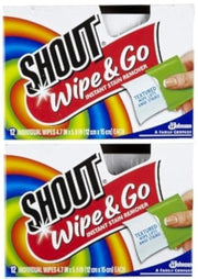 Shout Lingettes détachantes – 12 ct – Lot de 2