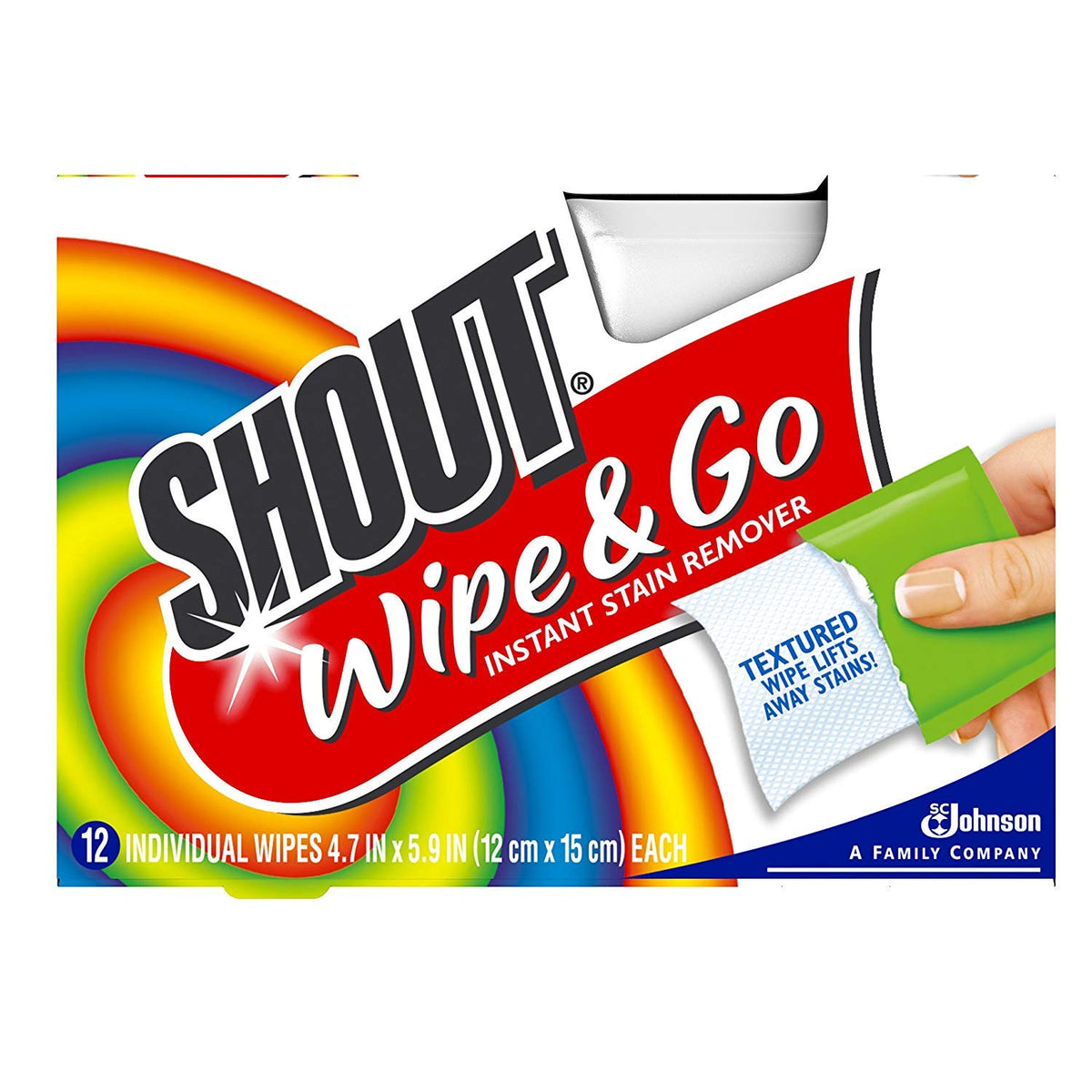 Shout Wipe and Go Lot de 12 lingettes Anti-Taches