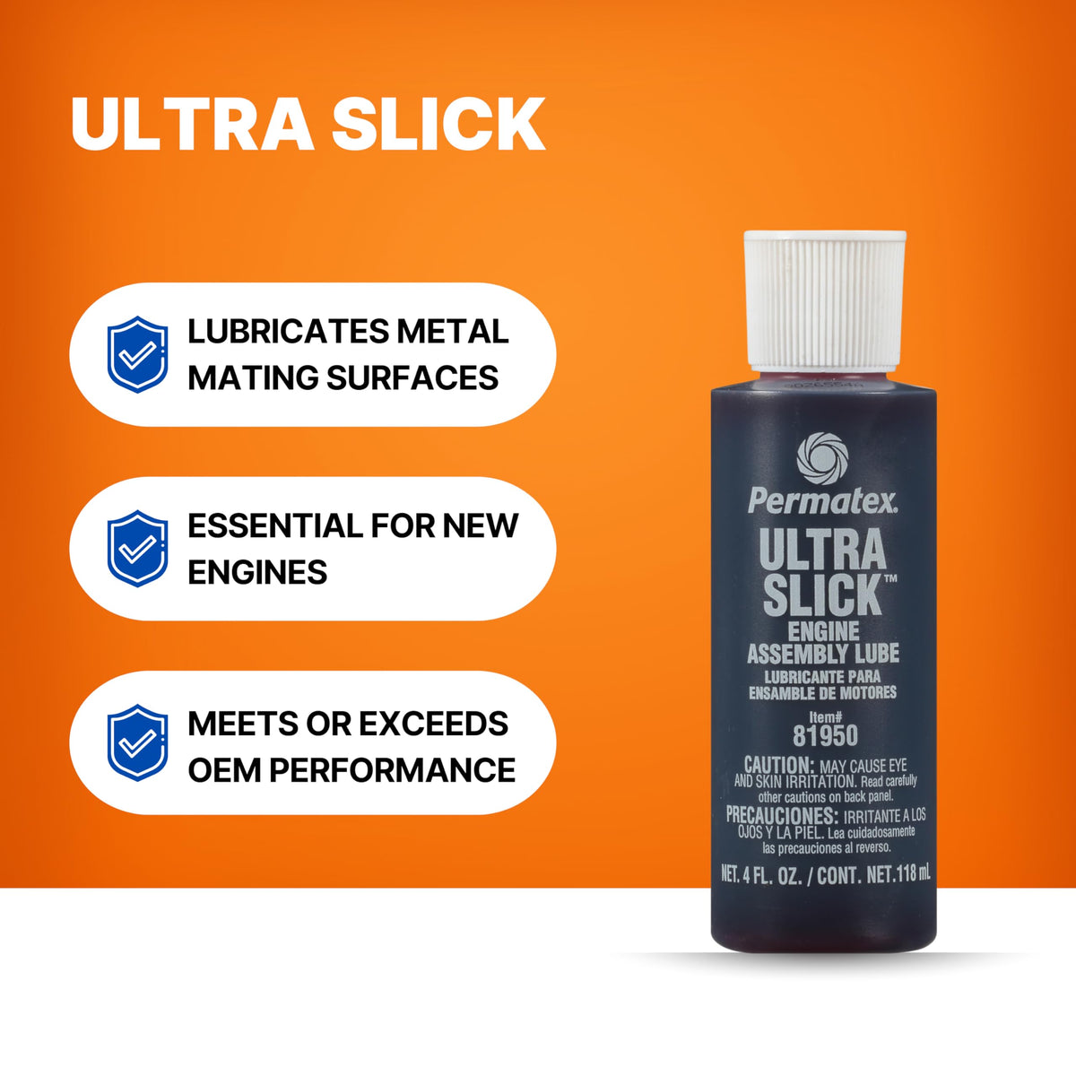 Permatex 81950 Ultra Slick Red Engine Assembly Lube, Essential for New Or Engine re-Builds, Formulation 1 x 118ml