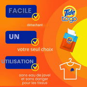 Tide To Go Lot de 2 lingettes nettoyantes anti-taches instantanées 10 points
