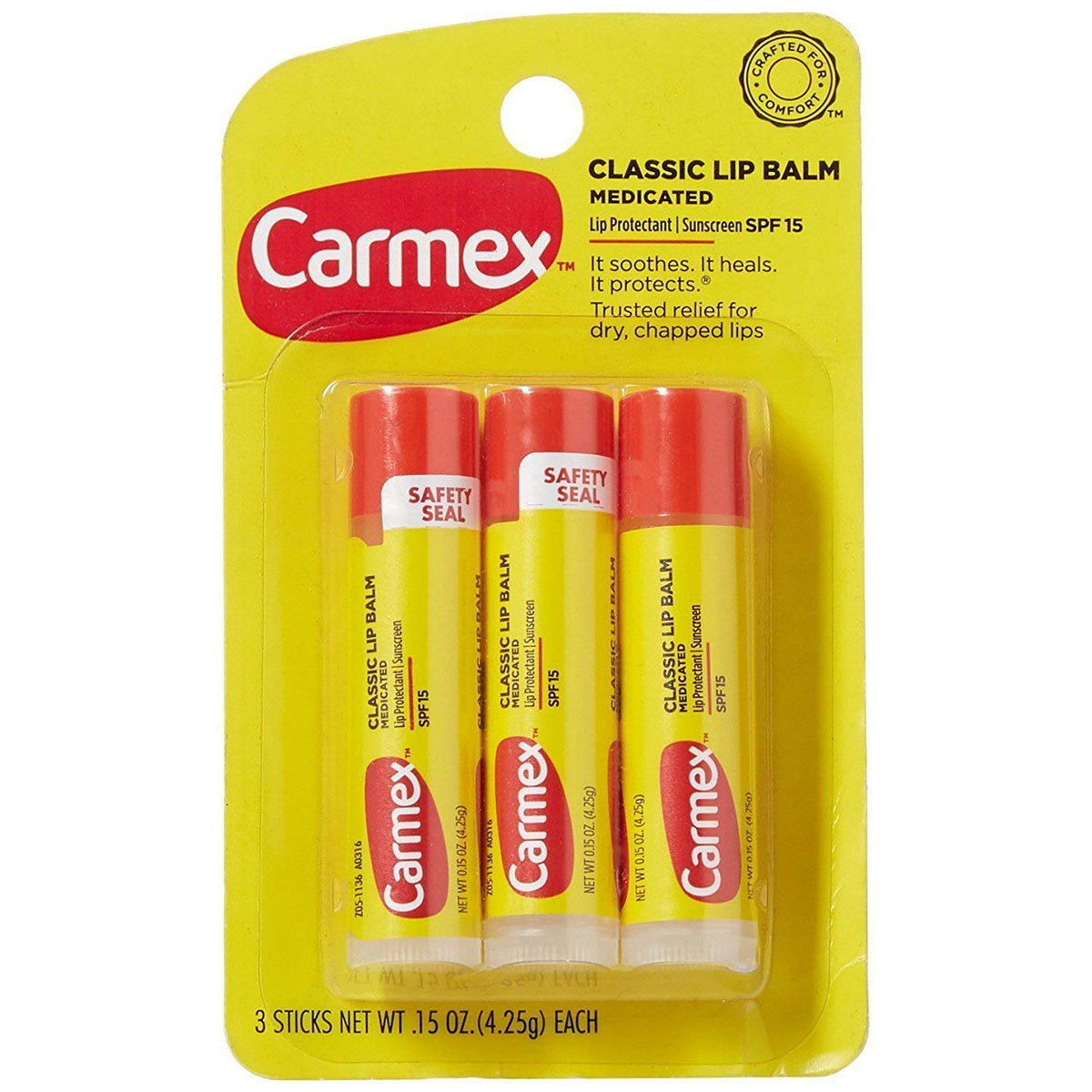Carmex Baume à lèvres, hydratant, Original.15 Ounce, 3 Ct. (Quatre paquets de 3) 4