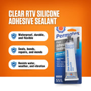 Permatex 80050 Mastic adhésif en Silicone Transparent RTV 85 g