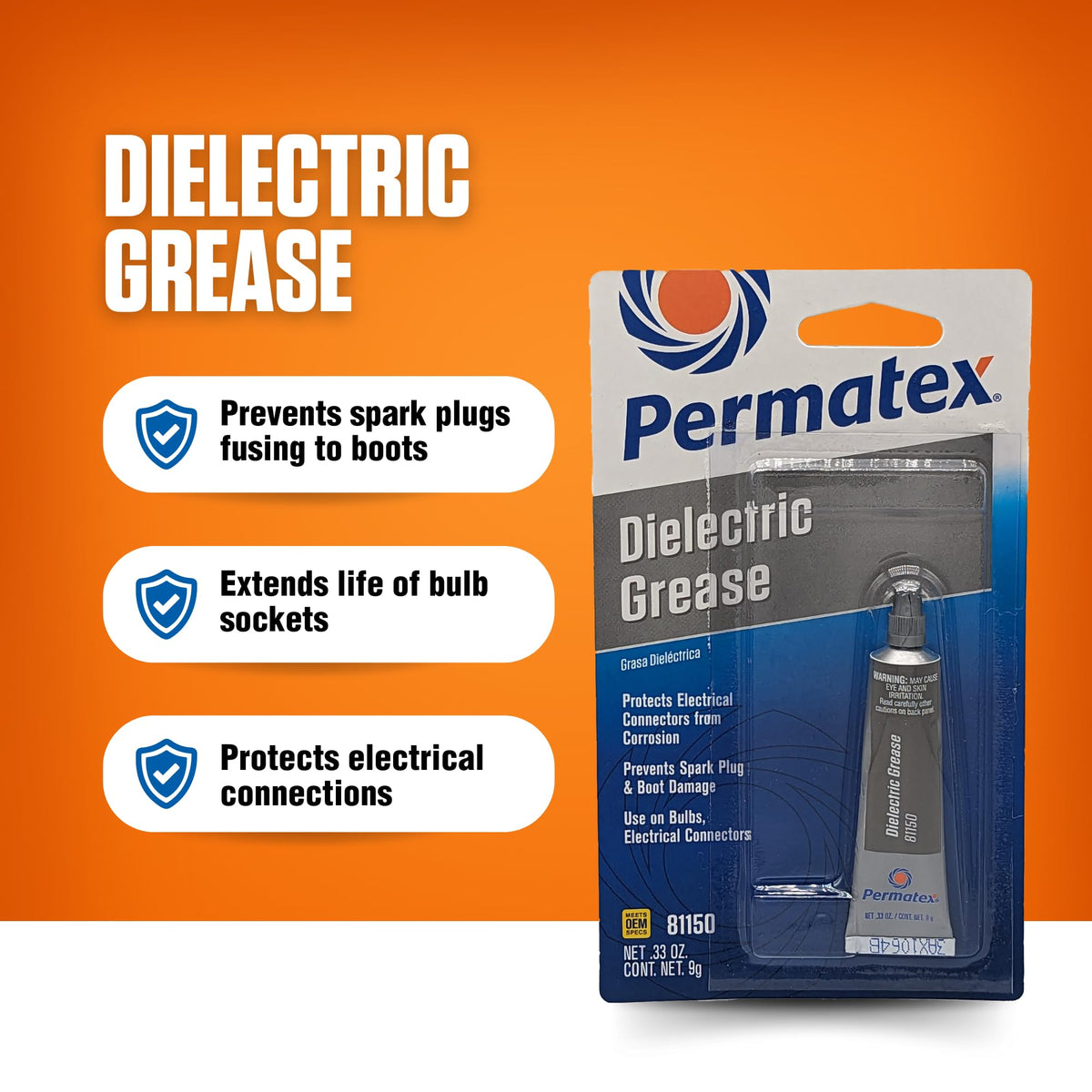 Permatex 81150 Dielectric Tune-Up Grease, Protects connections from Salt, Dirt and corrosion,Prevent Spark plugs & Boot damage 1 x 9g