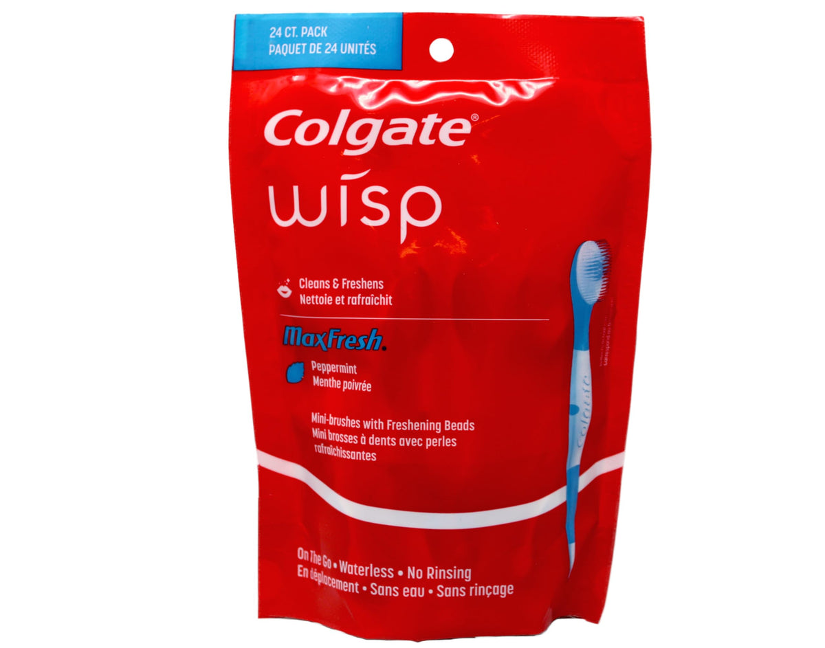 Colgate Max Fresh Wisp Mini-brosse à dents, Menthe poivrée, Lot de 3 (3 x 24 pièces)