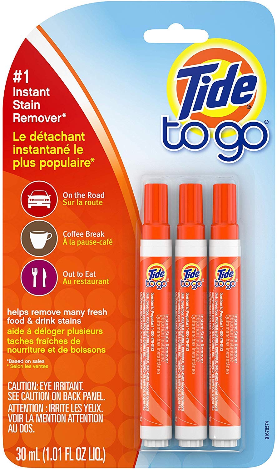 Tide to go Lot de 3 détachants instantanés à emporter Idéal pour les déplacements