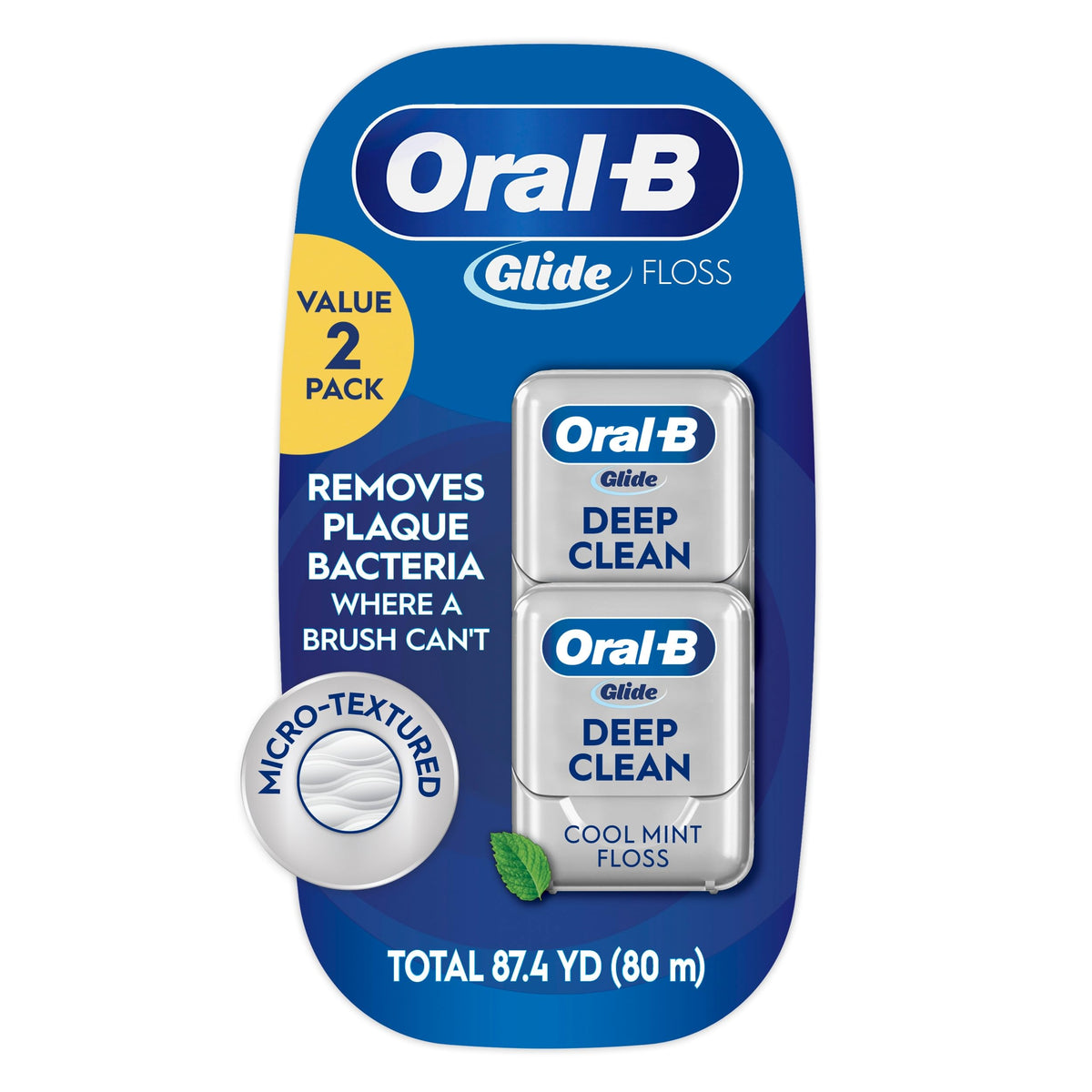 Oral-B Glide Pro-Health Dental Floss, Deep Clean Cool Mint Flavor, 40 M, 3 Count