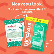 PLACKERS - 8104199 - Porte-Fil Dentaire Mentholé Micro Mint Sachet de 90 Unités