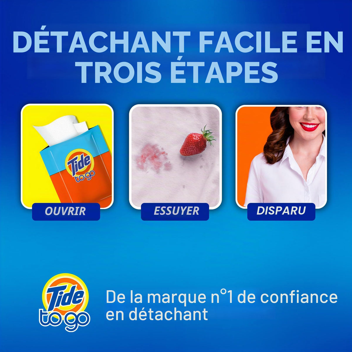 Tide To Go Lot de 2 lingettes nettoyantes anti-taches instantanées 10 points