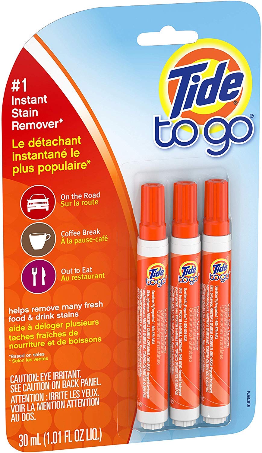 Tide to go Lot de 3 détachants instantanés à emporter Idéal pour les déplacements