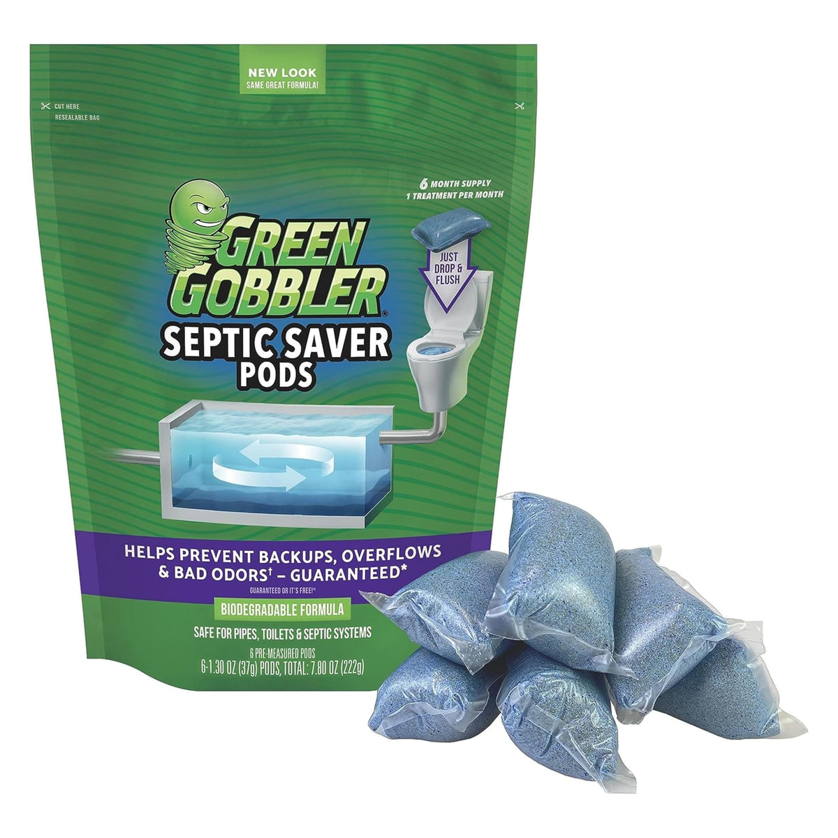 Green Gobbler Septic Saver Pods, 6 Capsules (222g)