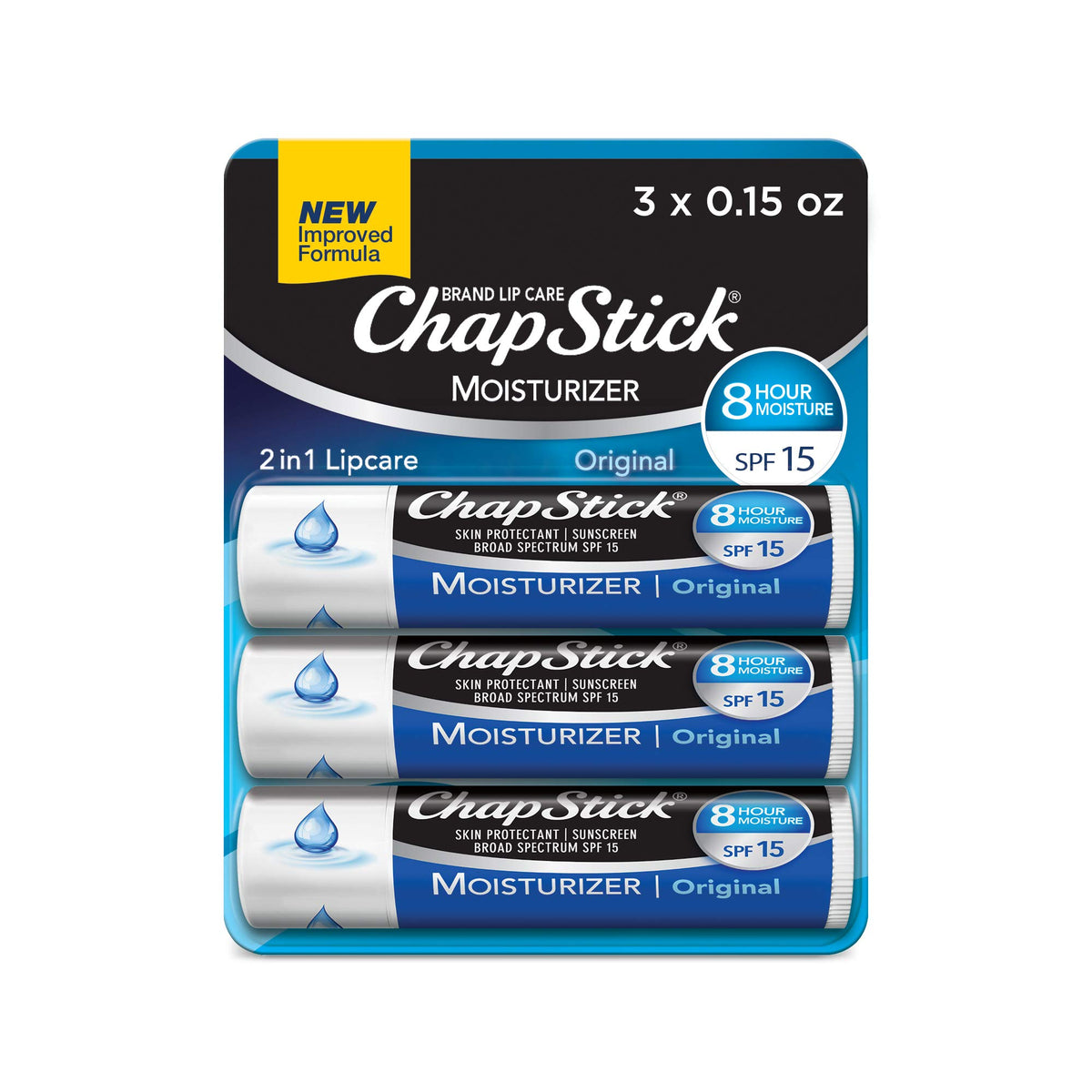 Chapstick Lip Moisturizer- by Chapstick SPF 12, 3 Sticks