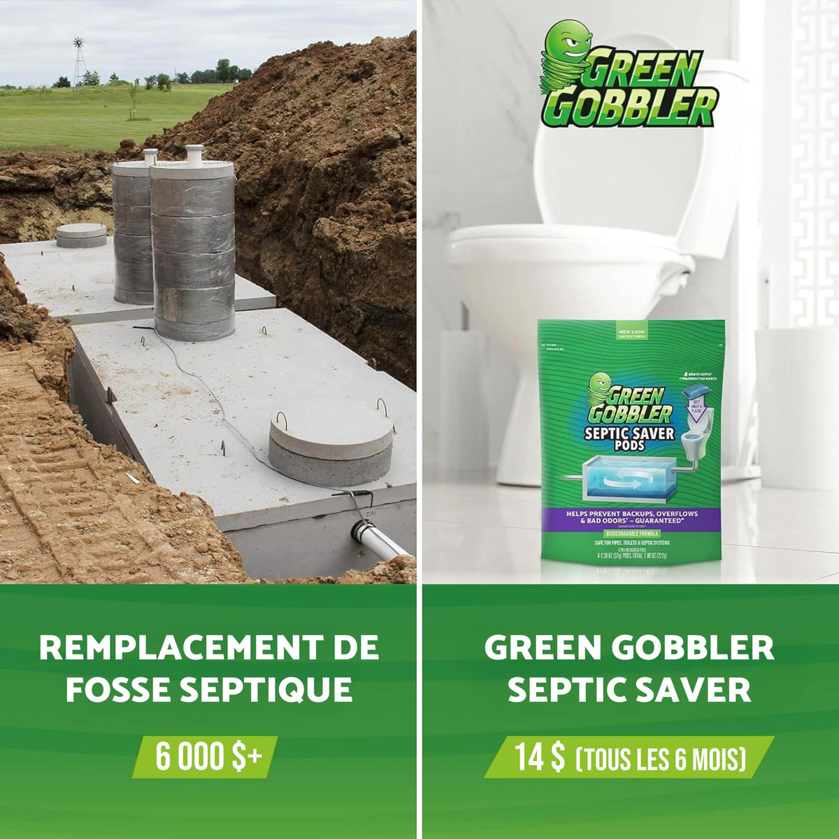 Green Gobbler Septic Saver Pods, 6 Capsules (222g)