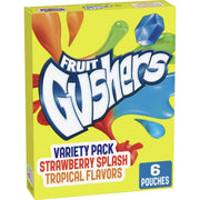 Fruit Gushers - Confiseries Hexagonales aux Jus de Fruits (Fraise et Fruits Tropicaux) - 6 Sachets de 25,5 g