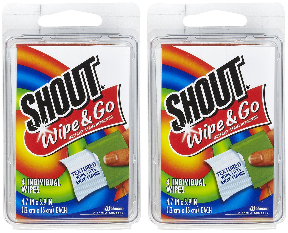 Shout Lingettes détachantes, format voyage – 4 ct – Lot de 2 Shout