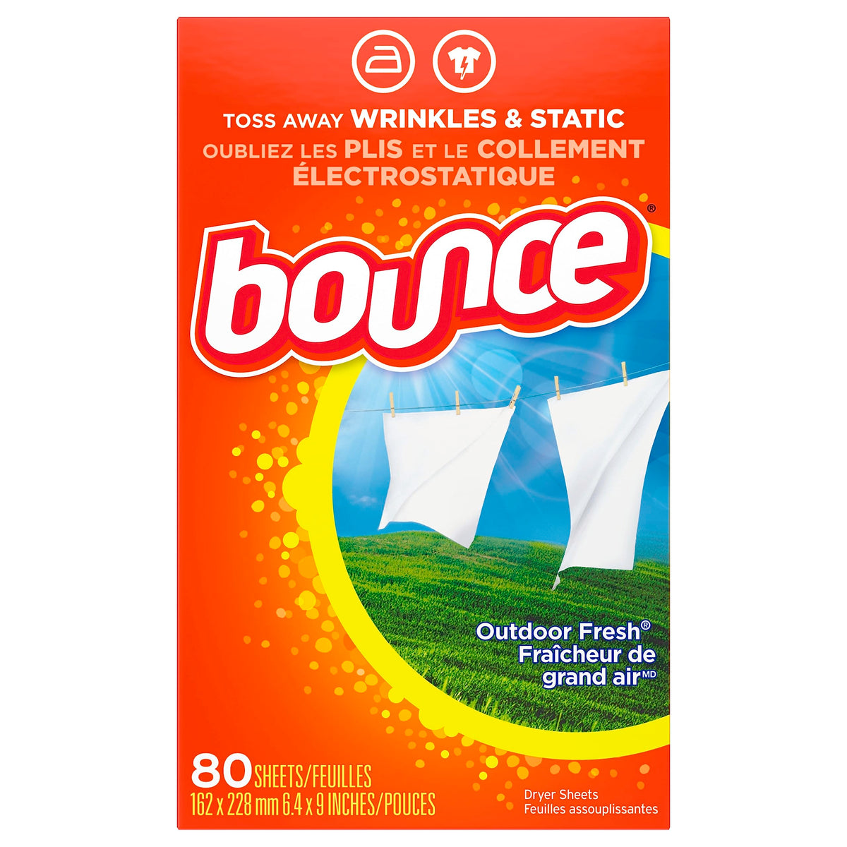 Bounce Fabric Softener Sheets, Outdoor Fresh Scent, 80 ct