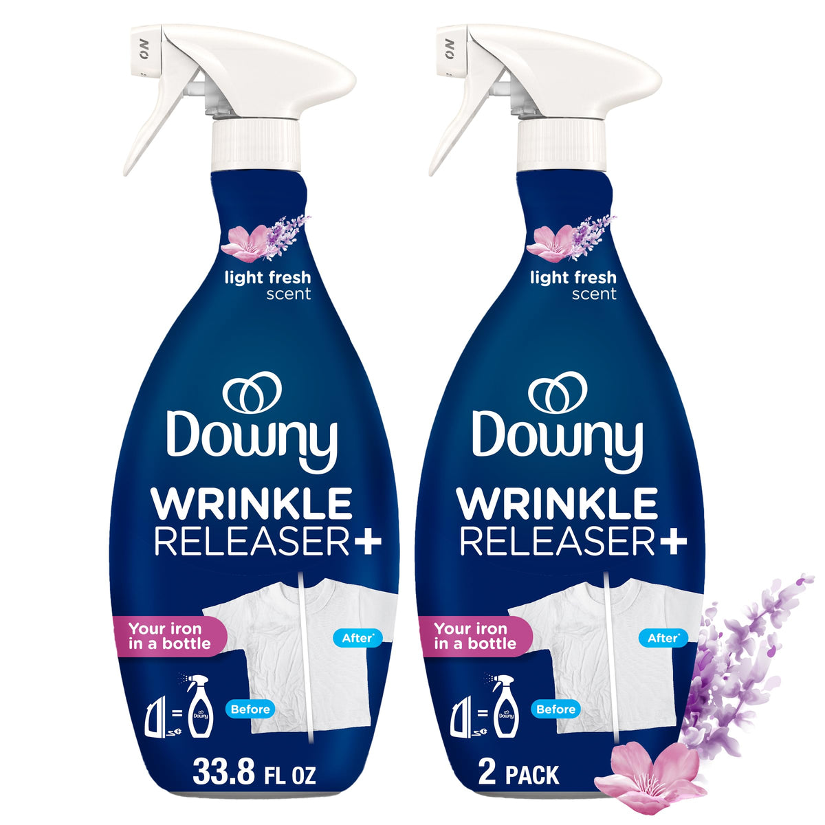 Downy Lot de 2 sprays anti-rides Plus - Parfum frais et léger - 180 ml - Désodorisant textile, désodorisant, antistatique et aide au fer