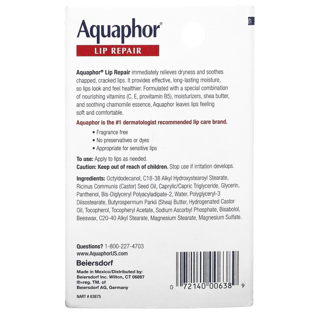 Aquaphor Réparation des lèvres Taille .35z