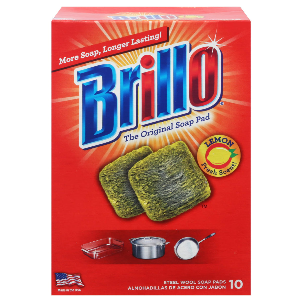 Brillo Lot de 10 tampons de Savon en Laine d'acier, Citron