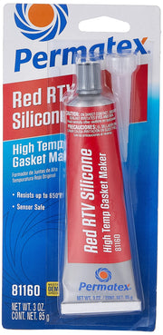 Permatex 81160 High-Temp Red RTV Silicone Gasket: Suitable for Exhaust Manifold, Header, Turbochargers & Slip Fit Exhaust Parts, Temperature Resistant (up to 343°C), Sensor Safe, Non-Corrosive 1 x 85g