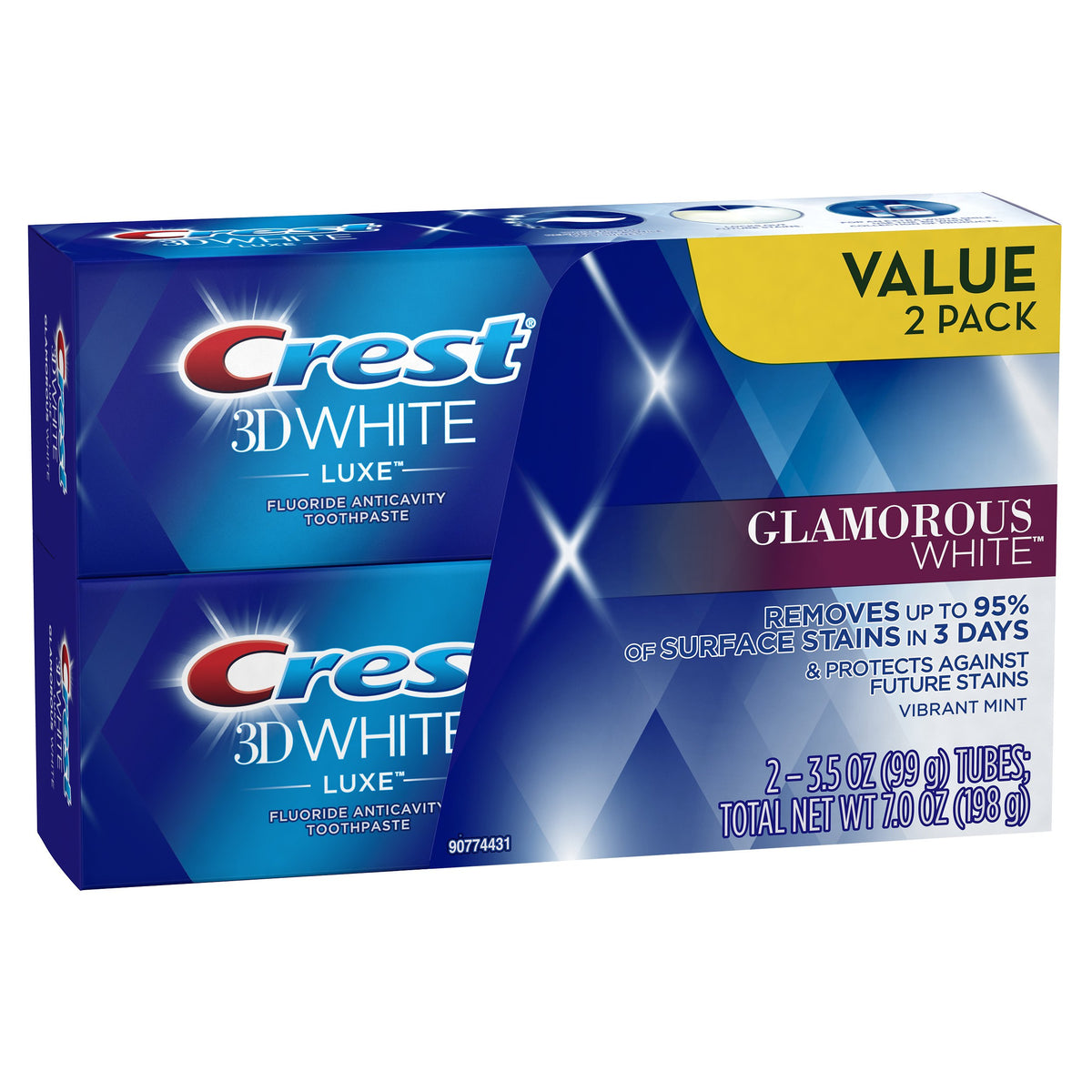 Crest Crest Twin Pack 3D White Luxe Glamorous White Toothpaste, 3.5 Ounce each, 2 Pack