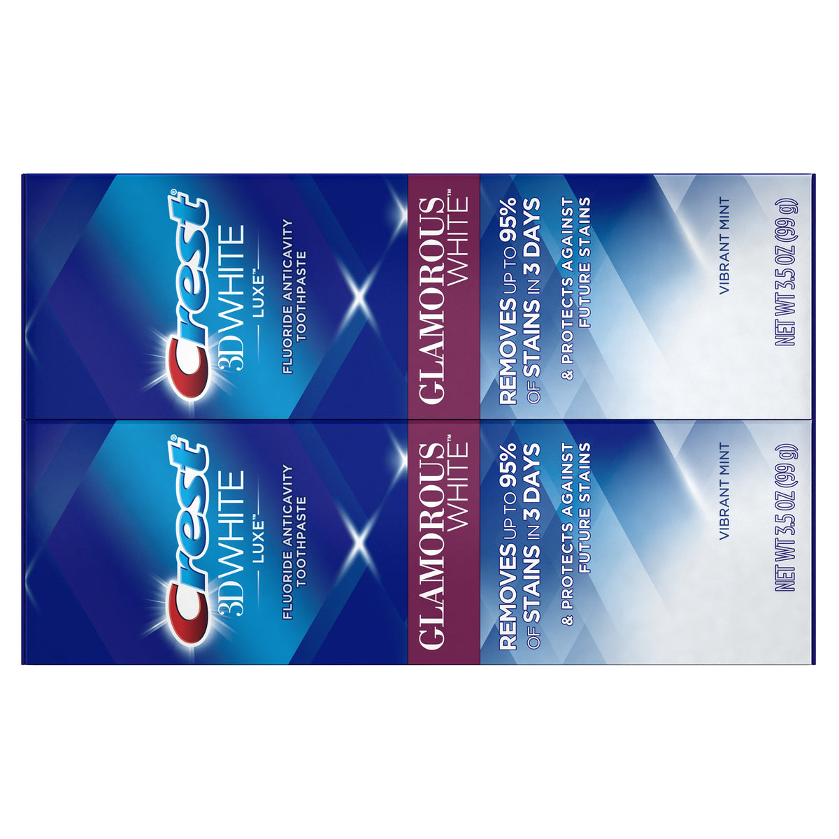 Crest Crest Twin Pack 3D White Luxe Glamorous White Toothpaste, 3.5 Ounce each, 2 Pack