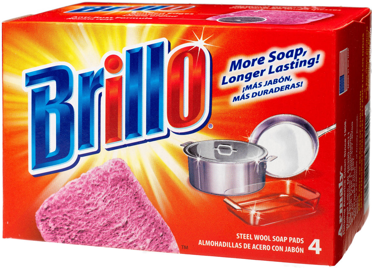 BRILLO Savon de laine d'acier Coussinets Rouge, 4 fils