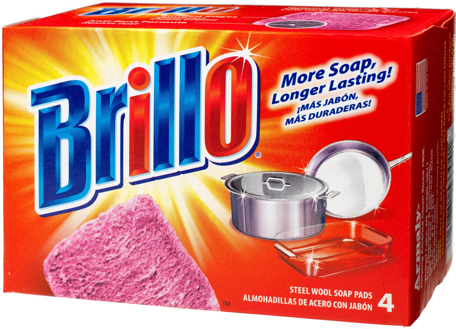 BRILLO Savon de laine d'acier Coussinets Rouge, 4 fils