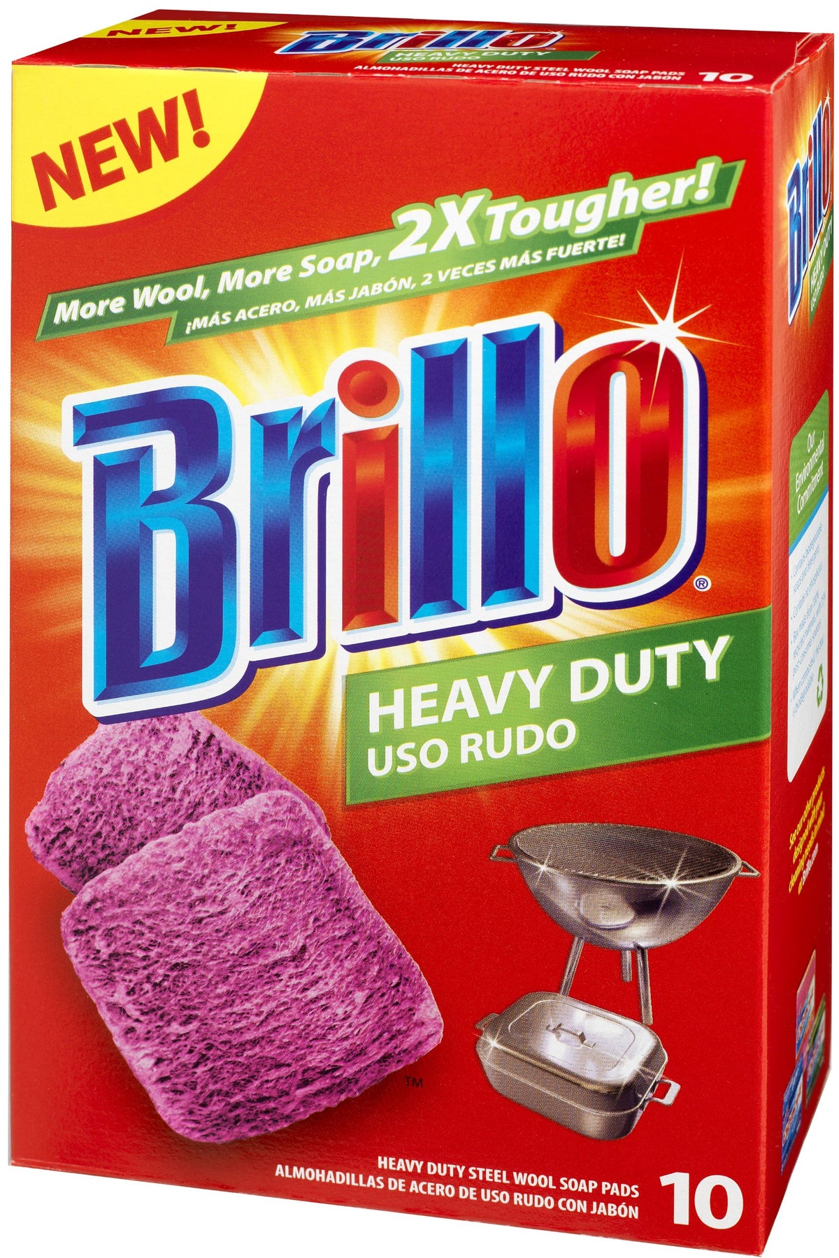 Brillo Heavy Duty Laine d'acier Savon Coussinets, Rouge, 10 graines