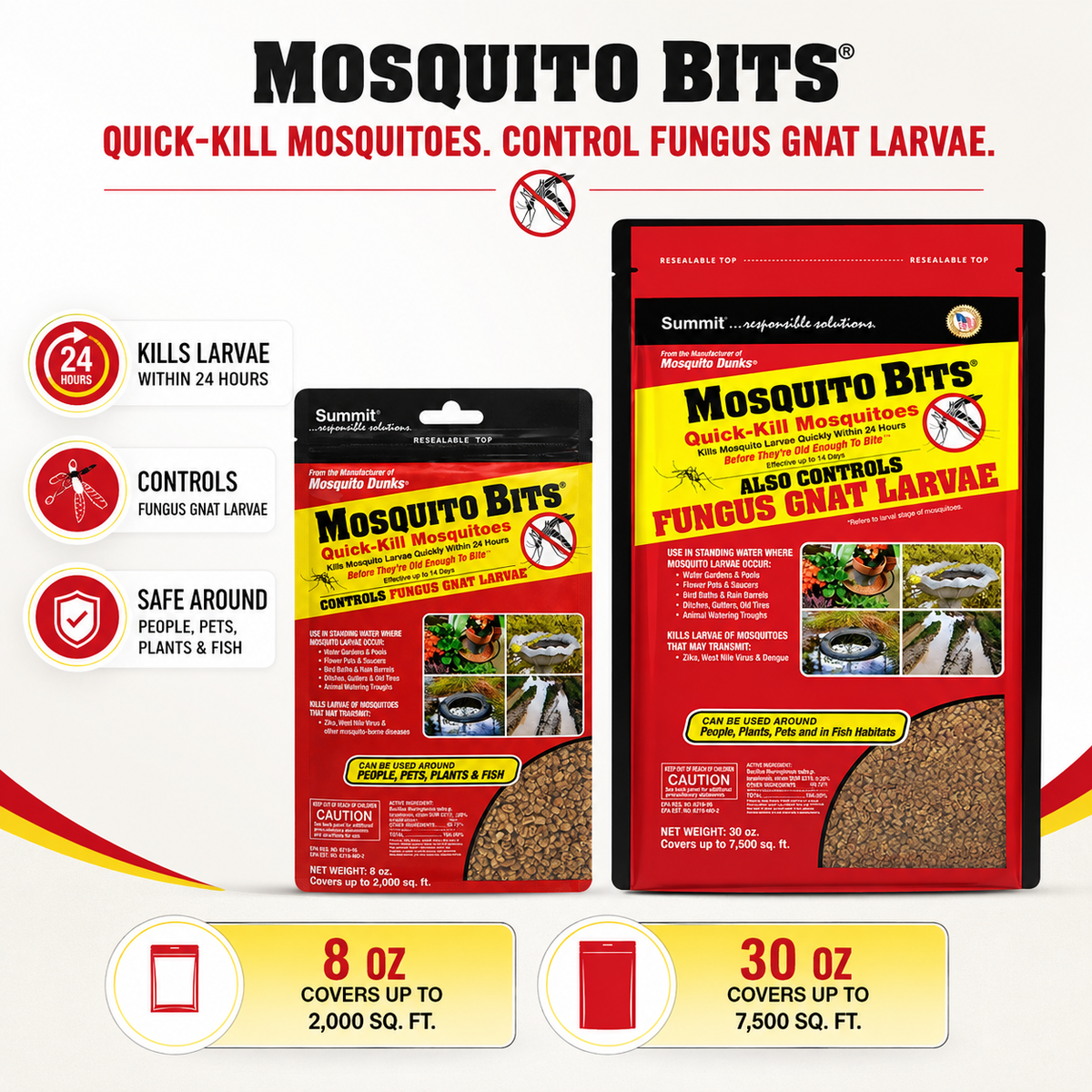 Summit Mosquito Bits® – Biological Mosquito Larvae & Fungus Gnat Control